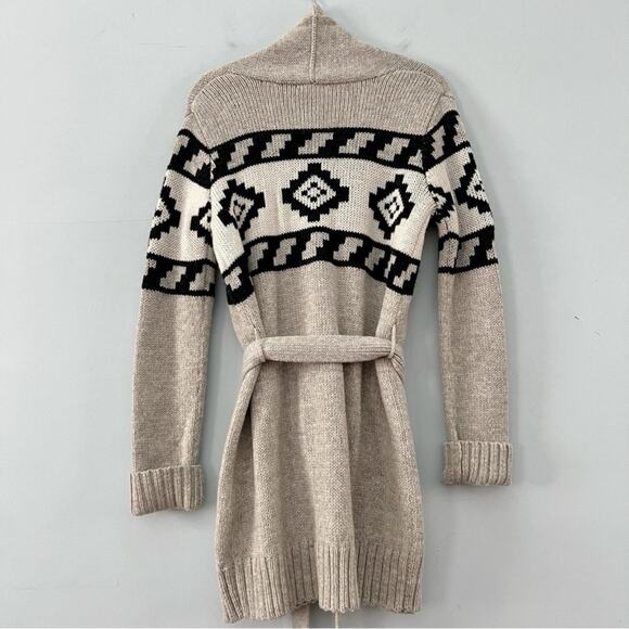 Levi’s Knit Tie Gray Southwestern Wool Blend Open Front Cardigan Sweater - Picture 6 of 10